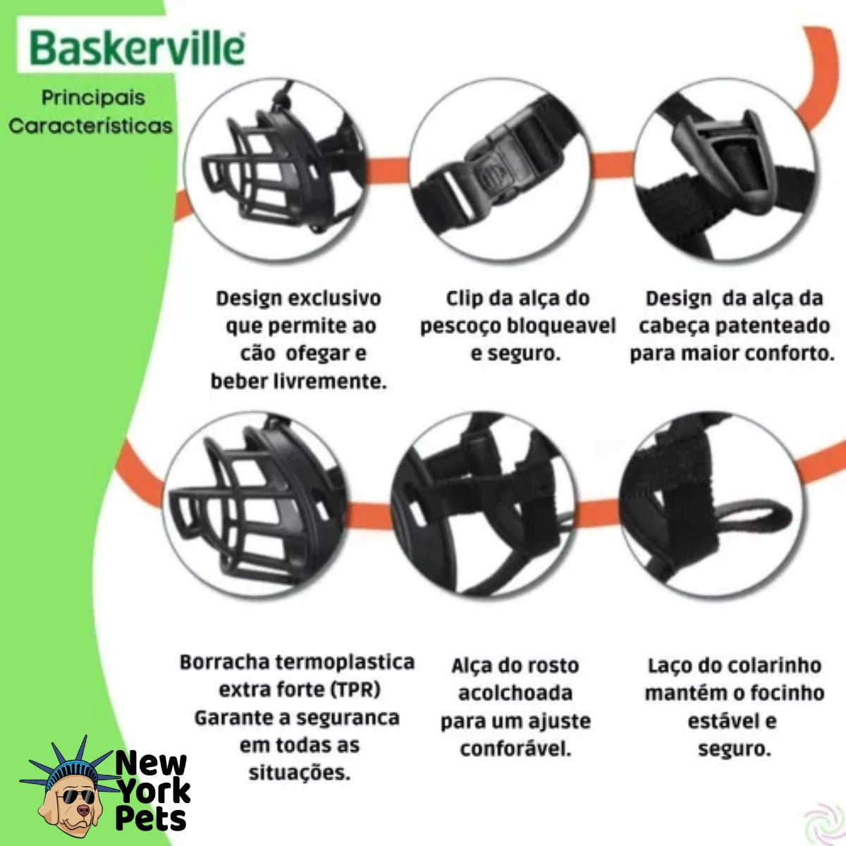 Focinheira Baskerville Preta Pequeno - Tamanho 2