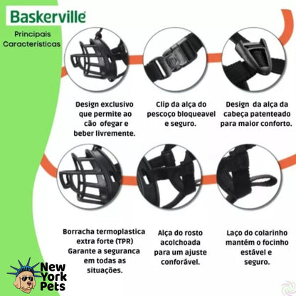 Focinheira Baskerville Preta XXG - Tamanho 6